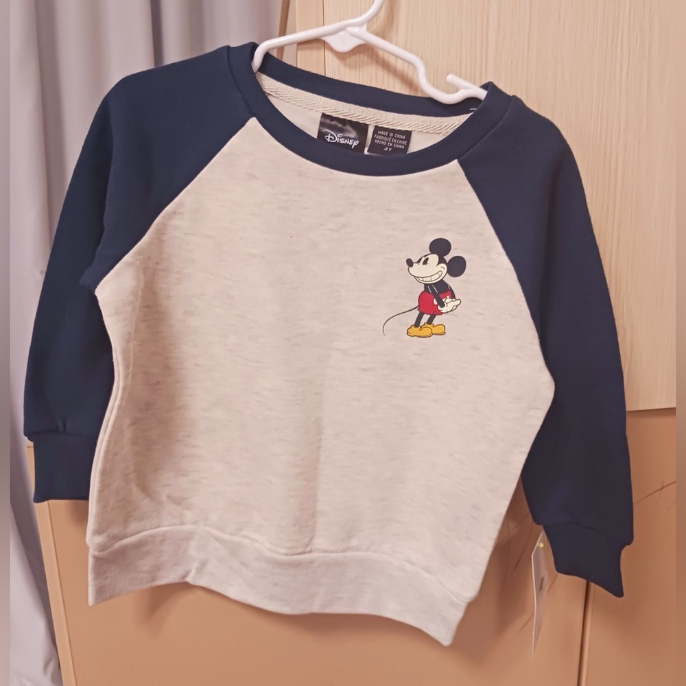 Kids Disney Mickey Raglan Shirt - Navy and White 2T
